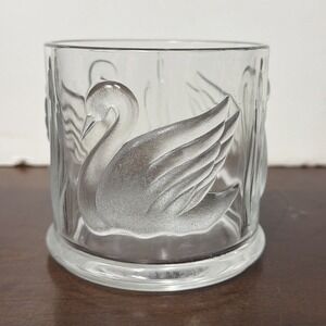 GLORIA VANDERBILT Clear Glass SWAN Planter Teleflora  MADE IN FRANCE 4" Vase